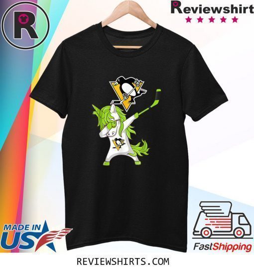 St Patrick Day Dabbing Unicorn Hockey Pittsburgh Penguin Shirt