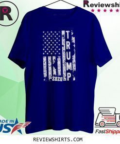Donald Trump 2020 American Flag Distressed T-Shirt