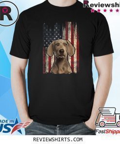 Weimaraner Dog Lover Retro Distressed American Flag Shirt