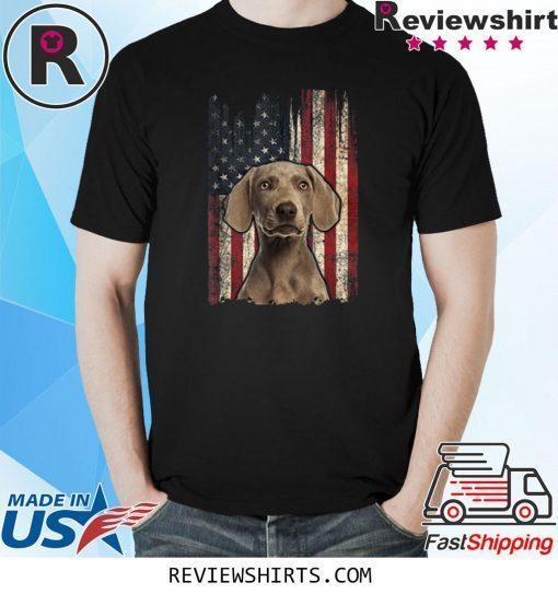 Weimaraner Dog Lover Retro Distressed American Flag Shirt
