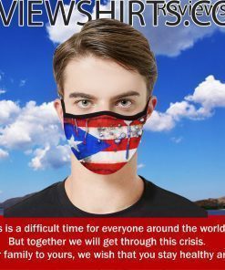 Grunge and Splatter Puerto Rico Flag Cloth Face Mask US