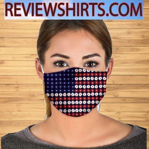 American Flag Flowers Cloth Face Mask