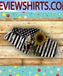 American flag Bee flowers Face Mask