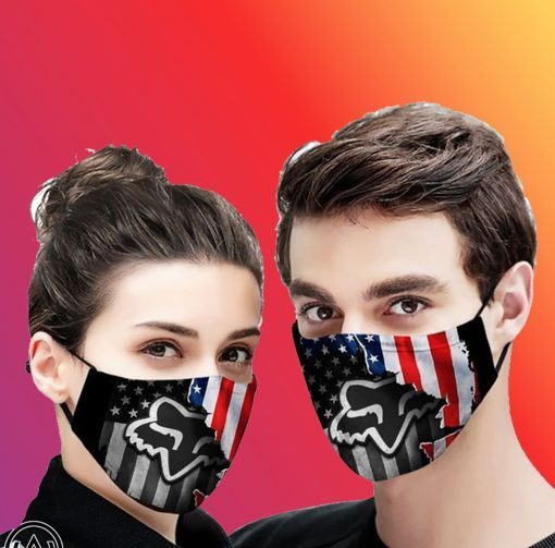 American flag fox racing logo all over printed face mask