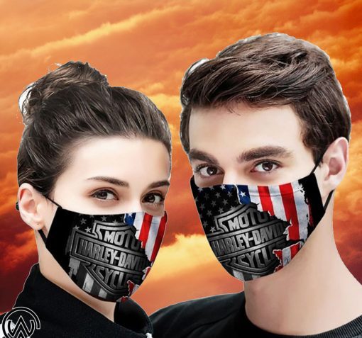 American flag harley-davidson motorcycles all over printed face mask