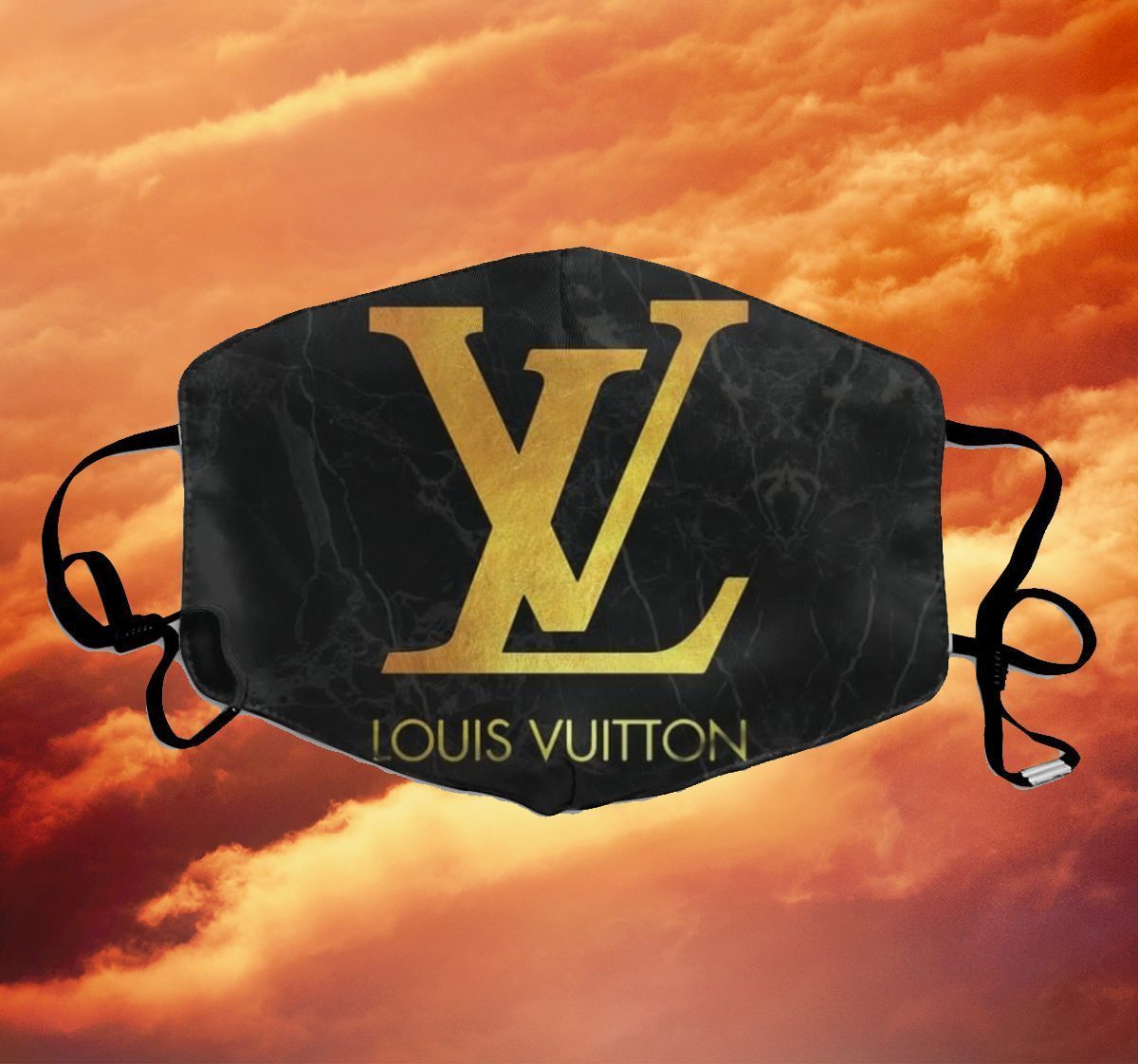 LV Louis Vuitton – Black and Gold – Lifestyle and Fashion Face Cover - Reviewshirts Office
