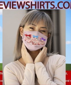 Sweet Pink Piglet Trio Embroidery Face Mask