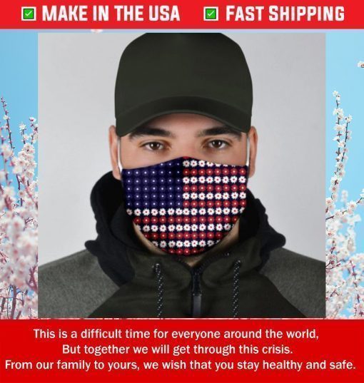 American Flag Flowers Filter Face Mask