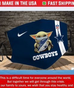 Baby Yoda hug Dallas Cowboys NFL Filter Activated Carbon Face Mask