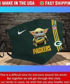 Baby Yoda hug Green Bay Packers NFL Filter Activated Carbon Face Mask