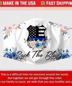 Back The Blue Flower Fabric Filter Face Mask