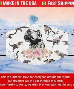 Dinosaur Tyrannosaurus Floral Vintage Cloth Filter Face Mask