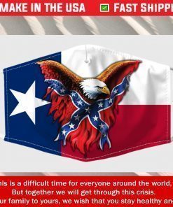 Eagle Texas Confederate Flag Filter Face Mask
