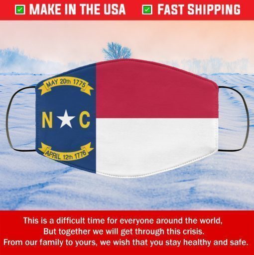 Flag of North Carolina State Filter Face Mask