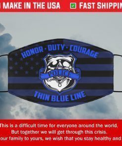 Honor Duty Courage Police Back The Blue Filter Face Mask