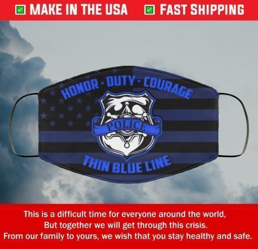 Honor Duty Courage Police Back The Blue Filter Face Mask