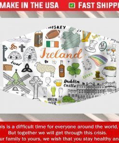 I Love Ireland Doodle Filter Face Mask