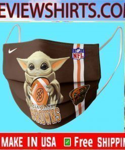 Logo Nike & Baby Yoda Hug Cleveland Browns Face Mask