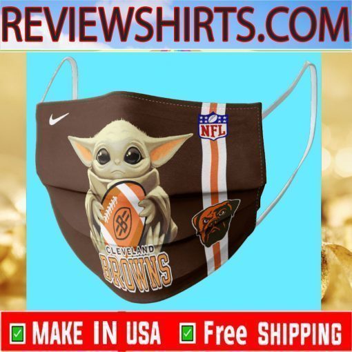 Logo Nike & Baby Yoda Hug Cleveland Browns Face Mask