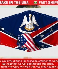 Louisiana Confederate Flag Filter Face Mask