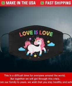 Love Is Love Unicorn LGBT Filter Face Mask