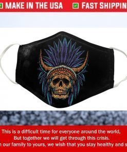 Native American Skull Black Cotton Face Mask Free Shipping