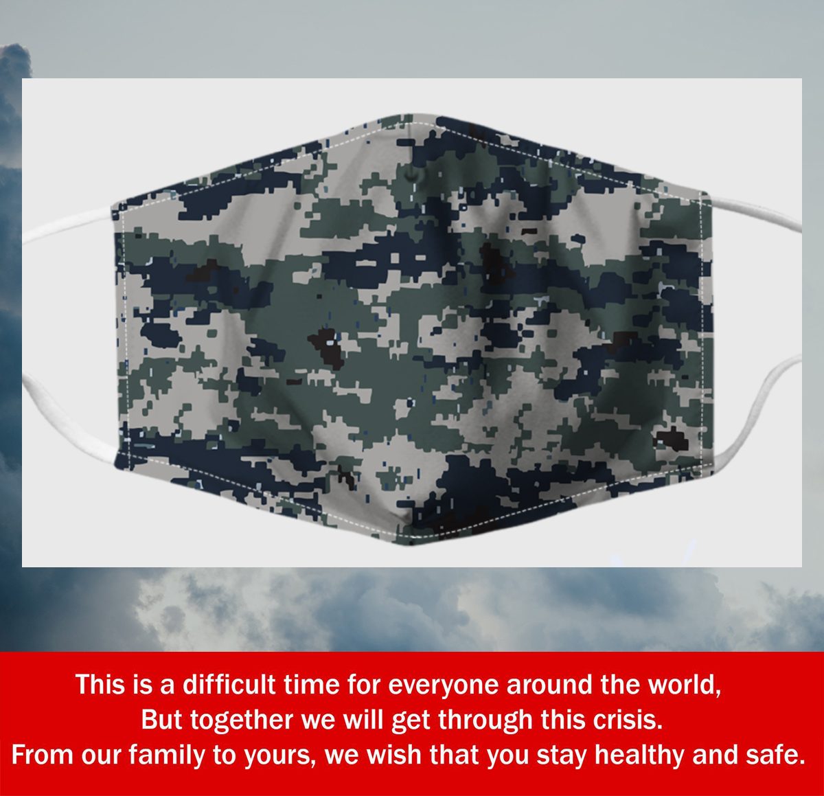 Navy Digi Fabric Face Mask Filter Face Mask Navy Digi Fabric Face Mask Filter Face Mask