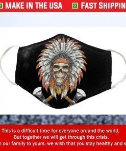 New Native American Black Skull Cotton Face Mask