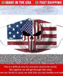 Punisher Skull American Flag Filter Face Mask
