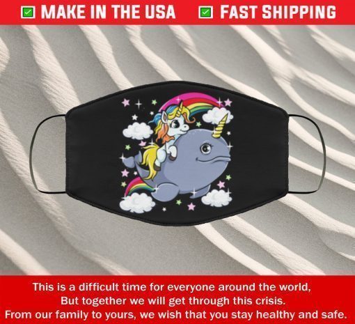 Face Mask Unicorn riding narwhal adorable unicorn of the sea Masks