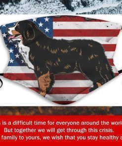 Bernese Mountain Dog American Flag Filter Face Mask