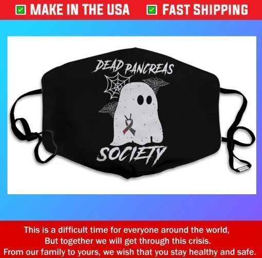 Dead Pancreas Society Pink Warrior Breast Cancer Awareness Survivor Ghost Boo Horror Squad Face Masks