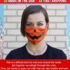 Face Mask, Pumpkin Face Mask, Washable Face Mask, Cotton Mask, Reusable Mask, Jack O Lantern, Halloween Mask