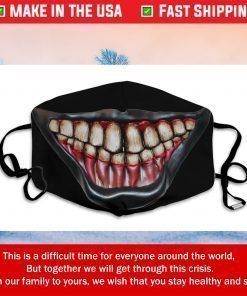 Halloween Face Mask Scary Mouth Face Mask Washable Cotton Face Mask