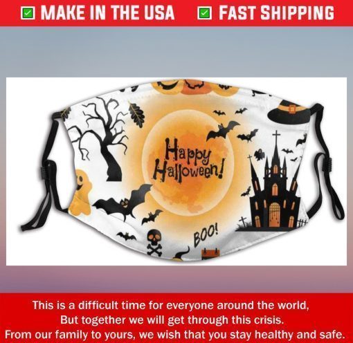 Halloween Happy Ghost Print Dust Washable Reusable Filter Face Mask