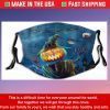 Halloween Pumpkin Lantern Watercolor Night Moon Bat Magic Witch Face Mask