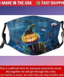 Halloween Pumpkin Lantern Watercolor Night Moon Bat Magic Witch Face Mask
