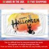 Happy Halloween Seasonal Protective Face Mask Complete With Cat, Mouse, And Scary Spider On A Moonlit Night