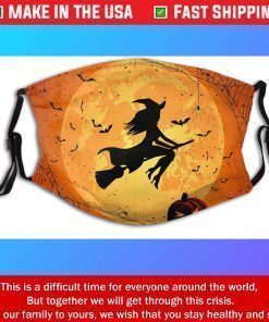 Happy Halloween Witch Moon Pumkin Bats Halloween Cotton Face Mask