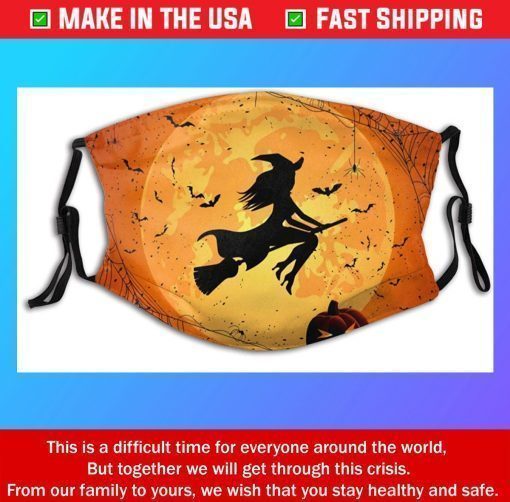 Happy Halloween Witch Moon Pumkin Bats Halloween Cotton Face Mask