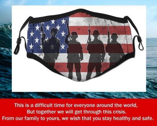 Support Our Troops American Flag Filter Face Mask
