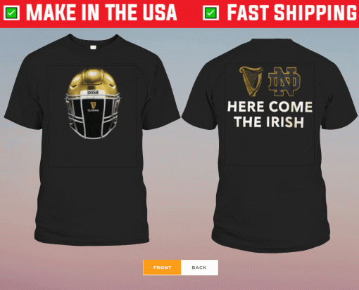 University of Notre Dame Guinness Helmet Here Come The Irish Shirt