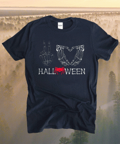 Peace Love Halloween Tops Skeleton Skull Clothes Costume Shirt
