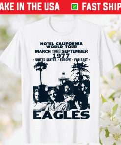 Vintage EAGLES Hotels Art Californias Band Music Legend Shirt