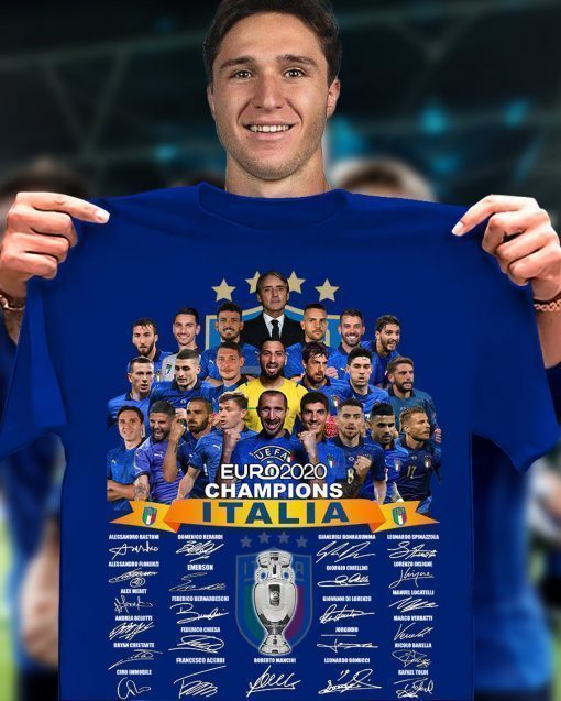 Italia UEFA EURO 2020 Champions Soccer Football Shirts Italia Maglietta Italy UEFA Euro Signatures Team Shirt