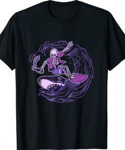 Stylish and Spooky Summer Skeleton Halloween Surfing Shirt