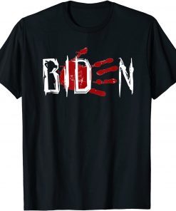 2021 Mens Blood On His Hands Biden Bring Trump Back Trending T-Shirt