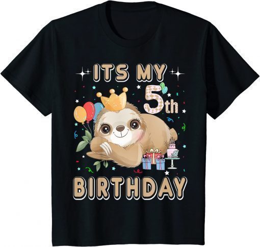 Classic Kids Its My 6th Birthday For Girls Sloth Birthday Costumes Outfit T-Shirt