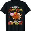 Official Happy Thanksgiving And Yes It's My Birthday Cute Turkey Kids T-Shirt