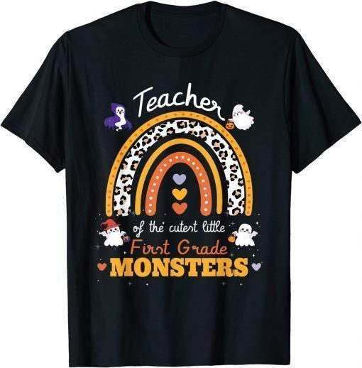 Classic Rainbow Leopard teacher of The Cutest 1st grade monsters T-Shirt